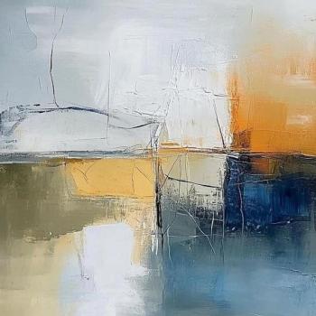 Blue brown abstract oil painting